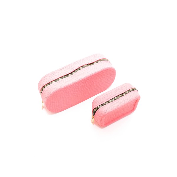 2'li Set Toz Pembe Aromatik Kokulu Piton Yılan Desenli Makyaj Çantası