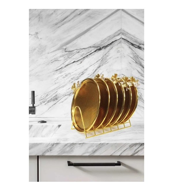 Gold Metal Pasta Sunum Tabağı Set 6 Lı Tabaklık Gold Metal Pasta Sunum Tabağı Set 6 Lı Tabaklık