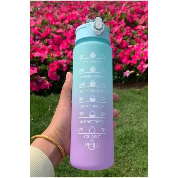 Motivasyonel Su Matarası 900ml Mavi-mor Suluk Motivasyonel Su Matarası Mavi-Mor