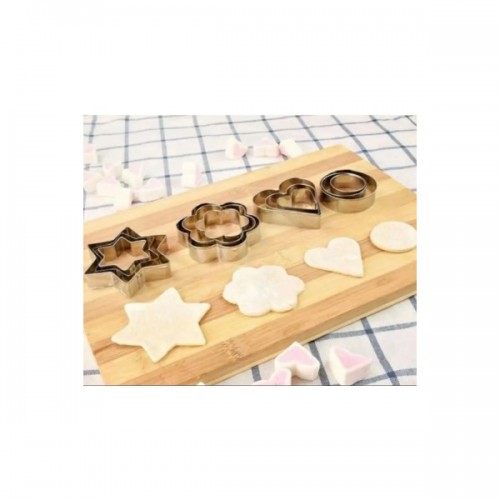 4'lü Metal Kurabiye Kesici Kalıbı Paslanmaz Çelik